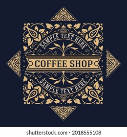 Vector, Coffee Shop label for cafe business