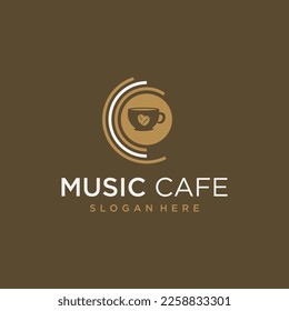Vector coffee shop logo design coffee with live music logo vector music and coffee combination logo