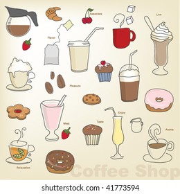 vector- coffee shop objects