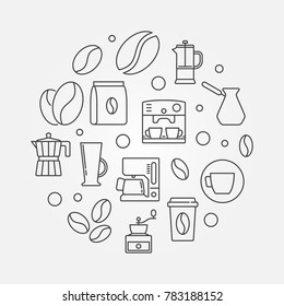 Vector coffee shop round modern symbol or illustration in thin line style