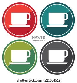 Vector : Coffee Sign on Circle Icon, Button, Label Isolated on White 