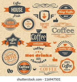 Vector Coffee Stamps and Label Design Backgrounds