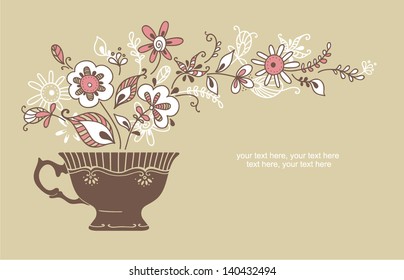 vector coffee or tea background with space for text