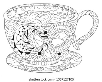 Vector coffee or tea cup with abstract ornaments.