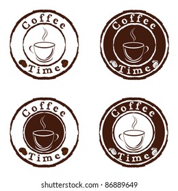 Vector coffee time stamps set