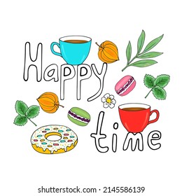 Vector coffee time with white background.