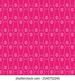 Vector Coffins Background. Coffin Tile, Outline Color White In Pink