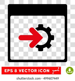 Vector Cog Integration Calendar Page EPS vector icon. Illustration style is flat iconic bicolor intensive red and black symbol on a transparent background.