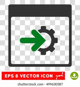 Vector Cog Integration Calendar Page EPS vector pictograph. Illustration style is flat iconic bicolor green and gray symbol on a transparent background.