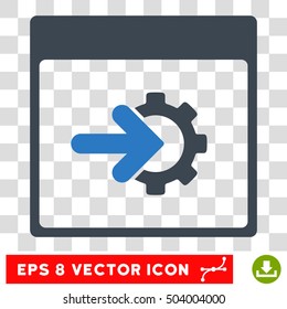 Vector Cog Integration Calendar Page EPS vector pictogram. Illustration style is flat iconic bicolor smooth blue symbol on a transparent background.