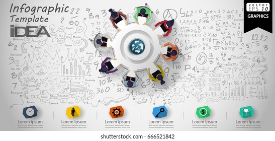 Vector Cog And  Orb - Brainstorm Businessman And Lady- Background Calculate Numbers, Graph,modern Design Idea And Concept - Illustration Business - Idea Text- Infographic Template.