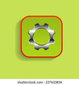 Vector Cog Settings Icon Symbo on a green background