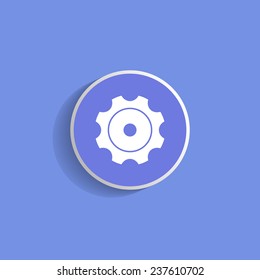 Vector Cog Settings Icon Symbol on a blue background with shadow