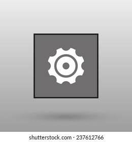 Vector Cog Settings Icon Symbol on a gray background with shadow