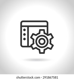 Vector Cog Settings Icon Symbol with System Window. Vector Illustration