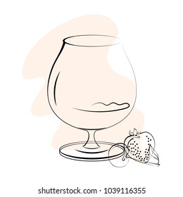 vector, cognac glass, fruit