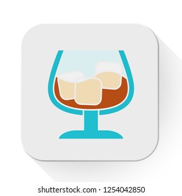 vector cognac or whiskey icon. Flat illustration of alcohol drink. alcohol beverage isolated on white background. soft drink sign symbol