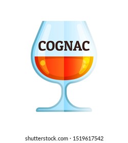 vector cognac or whiskey icon. Flat illustration of alcohol drink. alcohol beverage isolated on white background. soft drink sign symbol