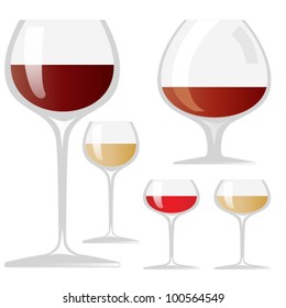 Vector Cognac and Wine Glass
