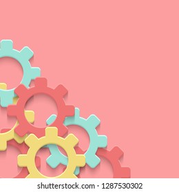 Vector cogs gear colorful art background. Technology mechanism clipart