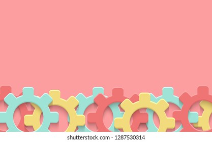 Vector cogs gear colorful art background. Technology mechanism clipart