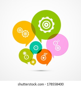 Vector Cogs - Gears Colorful Circle Icons Set Isolated on White Background