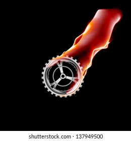 Vector cogwheel with realistic fire