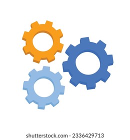 Vector cogwheel teamwork connection on white background.