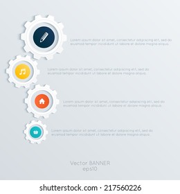 Vector cogwheel template. Cogwheel connection, teamwork. Colorfully creative template with space for your content.