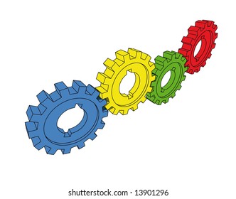 vector cogwheels - business network - isolated illustration