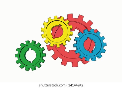 vector cogwheels - business network - isolated illustration