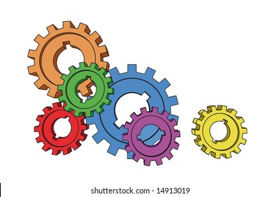 vector cogwheels - business network - isolated illustration