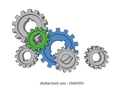 vector cogwheels - business network - isolated illustration