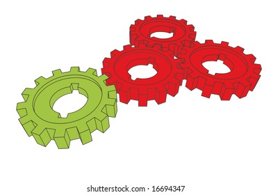 vector cogwheels - business network (isolated illustration)