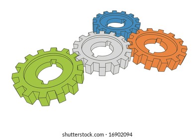 vector cogwheels - business network (isolated illustration)