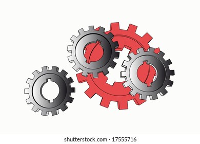 vector cogwheels - business network - isolated illustration