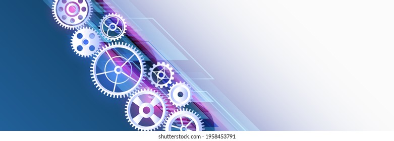 Vector cogwheels modern mechanism. Industrial concept. Hi tech made of gears background. Futuristic cogwheels movement illustration.