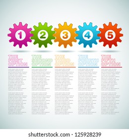 Vector Cogwheels progress icons - one two three four five - teamwork template