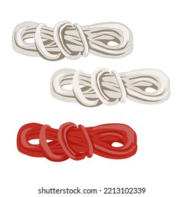 Vector coil of white and red rope isolated on white background