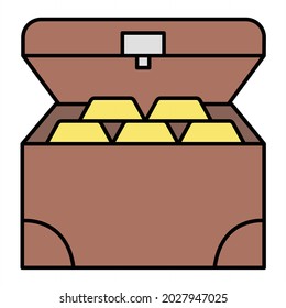 Vector Coin Chest Filled Outline Icon Design
