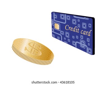 Vector coin and credit card