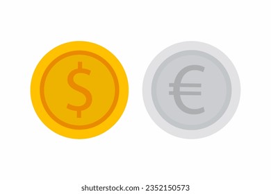 Vector Coin Flat Icon. Sign of money isolated on white background