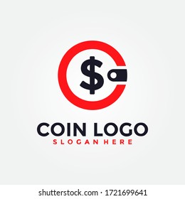 Vector Coin Logo Combination. Wallet logo - money logo. Creative Finance Logo Template Design.