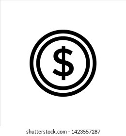 Vector coin outline web icon. gold money black symbol with flat line style icon for web site design, logo, app, UI isolated on white background