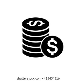 Vector Coin Stack Icon, Money Pictogram Isolated