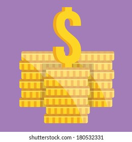 Vector Coin Stacks and Dollar Sign Icon 