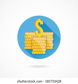 Vector Coin Stacks and Dollar Sign Icon