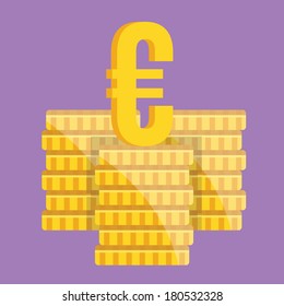Vector Coin Stacks and Euro Sign Icon