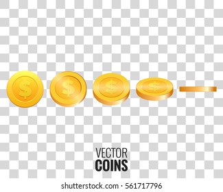 Vector coins. Coins in different shapes for animation.