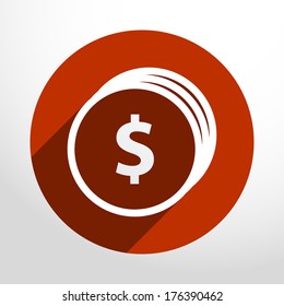 Vector coins with dollar sign icon.
